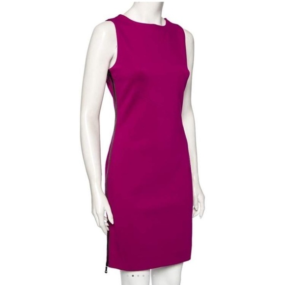 Diane von Furstenberg Fuchsia Knit Leigh Side Zipper Dress Women’s Size 4 - Picture 2 of 7